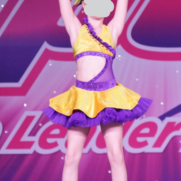 Yellow Purple Stoned Tap or Jazz Costume S M Child Costumes